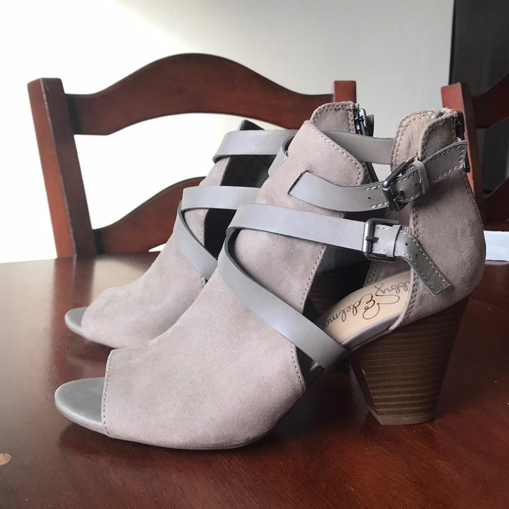 Gray Libby Edelman Open Toe Heeled Boots